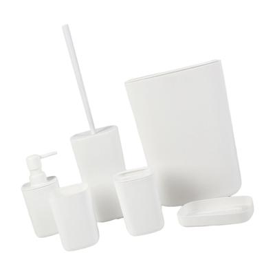  6pc Bathroom Rudiments Set Plastic Toothbrush Rack Waste Basket Planner Impermeable Bathroom Storage Solution