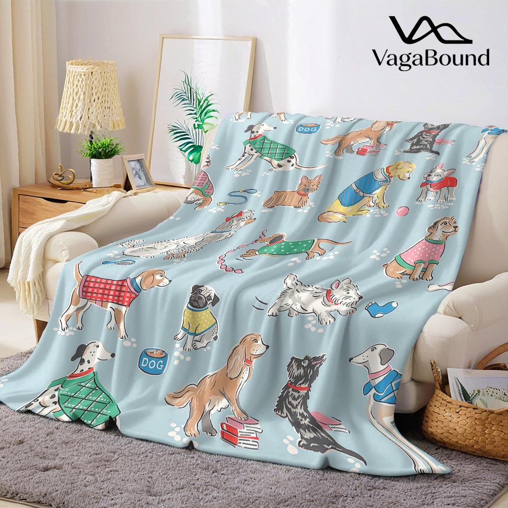 Cute Dog Flannel Blanket Warm Soft Halloween Christmas Couch Warm Cozy Decorative Decor Gift For All Season