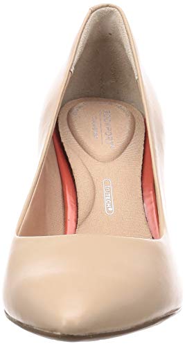 Rockport Total Motion 75mm Pointy Toe Heel Plain Pumps, Women's RPI-CI0452M, Neutral Beige Leather, Size 24.0cm, Medium
