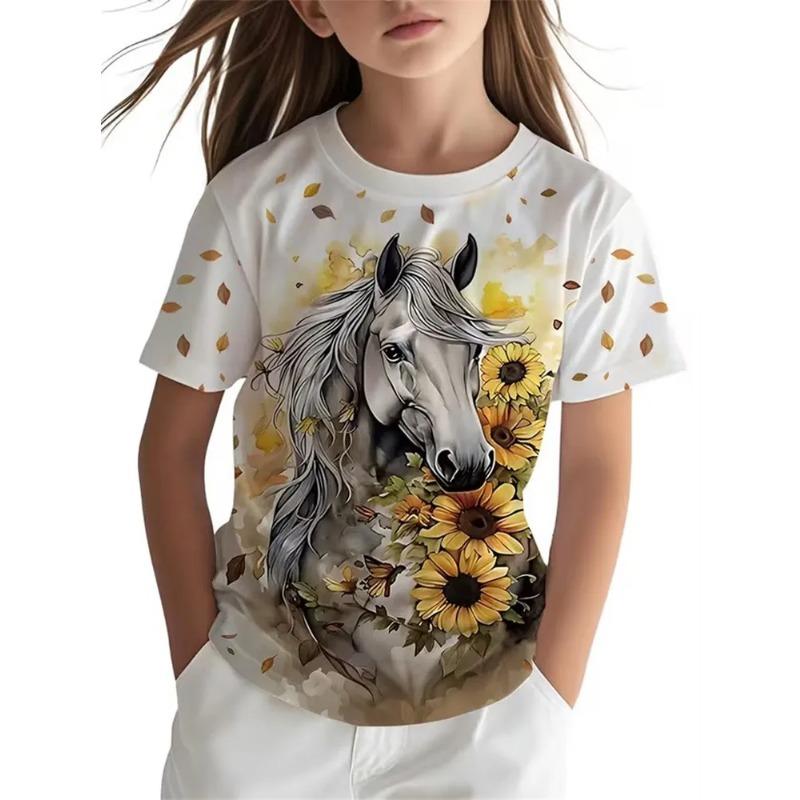 Summer Children's 3D Printed Crew Neck T-shirt Is Fashionable, Versatile, Trendy, Breathable, and Casual
