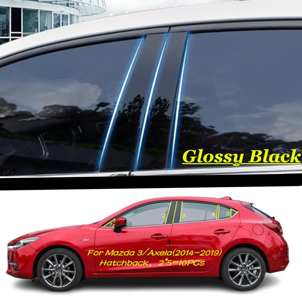 Car TPU/Glossy Mirror Pillar Post Cover For Mazda 3 Mazda3 Axela 2014 2015 2016 2017 2018 Door Trim Window Sticker 10pcs