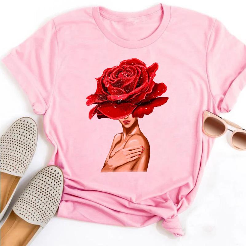 Fashion Flower Graphic Women Printed Tshirt New Tshirt Graphic Tee Cute Women T-shirt Female Tee Shirt 90s Girls Tee Tshirt S