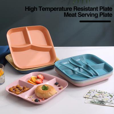 Rechteckiger Speiseteller mit 3 Fächern, lebensmittelechtes PP, spülmaschinenfest, für Erwachsene und Kinder, Frühstück, Snack, Gemüse, Mahlzeiten, Servierteller, Küchenzubehör