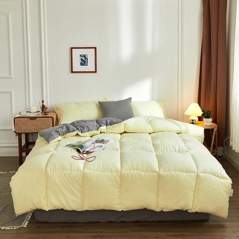 2024 New Winter Quilt Thickened Warm Solid Color Simple Wind Soybean Fiber Quilt Skin-friendly Lock Warm Spring and Autumn Quilt