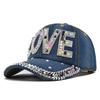 Rhinestone Sun Visor Love Personalized Glitter Diamond Hat Couple's Baseball Cap Curved Brim Adjustable Cotton