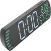 Black Shell Green Digital Alarm Clock 26.5x3.5x7cm Table Clock Compact LED Desk Clock  For Bedroom