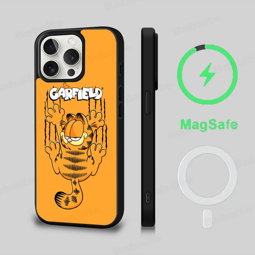 Classic Vintage Anime G-garfields Cat Phone Case Magnetic Case For IPhone 16 14 13 15 Pro For Magsafe Wireless Charge Cover