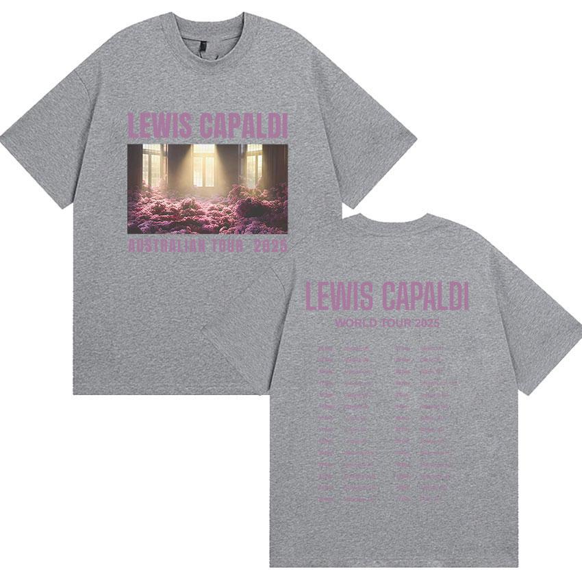 Lewis Capaldi Welttournee 2025 Sommer Grafik 100% Reine Baumwolle Bedrucktes T-Shirt Herren Damen Lässig Oversized Modekleidung Y2k