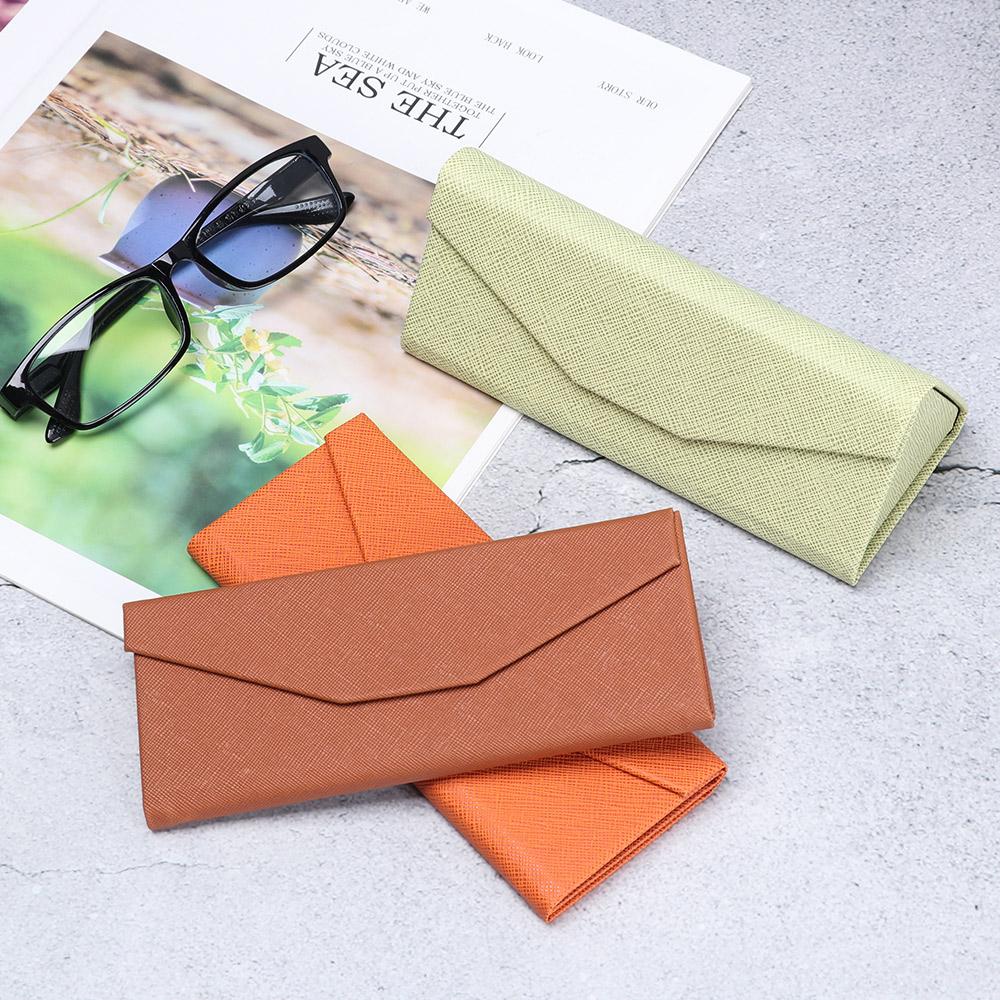 1PC Sunglasses Box Folding PU Waterproof Strong Magnet Eyewear Case Solid Color Portable Glasses Protective Organizer Bag
