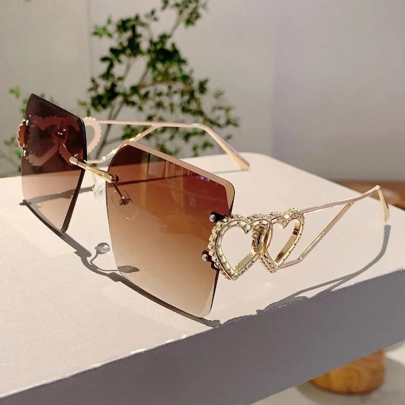 Cutting Rimless One Piece Shield Sunglasses Women New Fashion Alloy Oversized Square Alloy Sun Glasses Men Hip Hop Shades