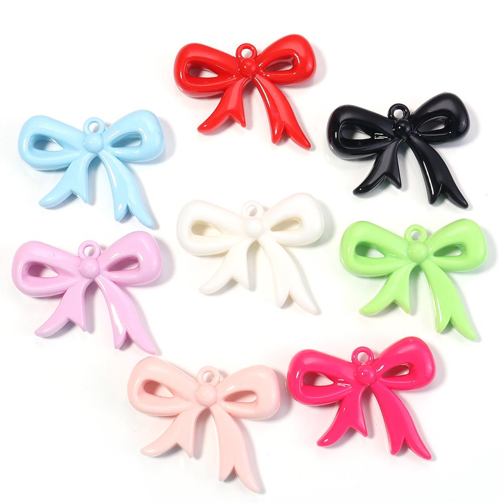 4pcs 49x40mm Bowknot Acrylic Charms Colorful Bow Charms Pendants For Jewelry Making DIY Necklace Phone Key Chain Accessories
