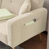 2 Seater Convertible Sofa, Adjustable Reclining Sofa Bed with Cushions and Side Storage Pockets - Lambswool - Beige