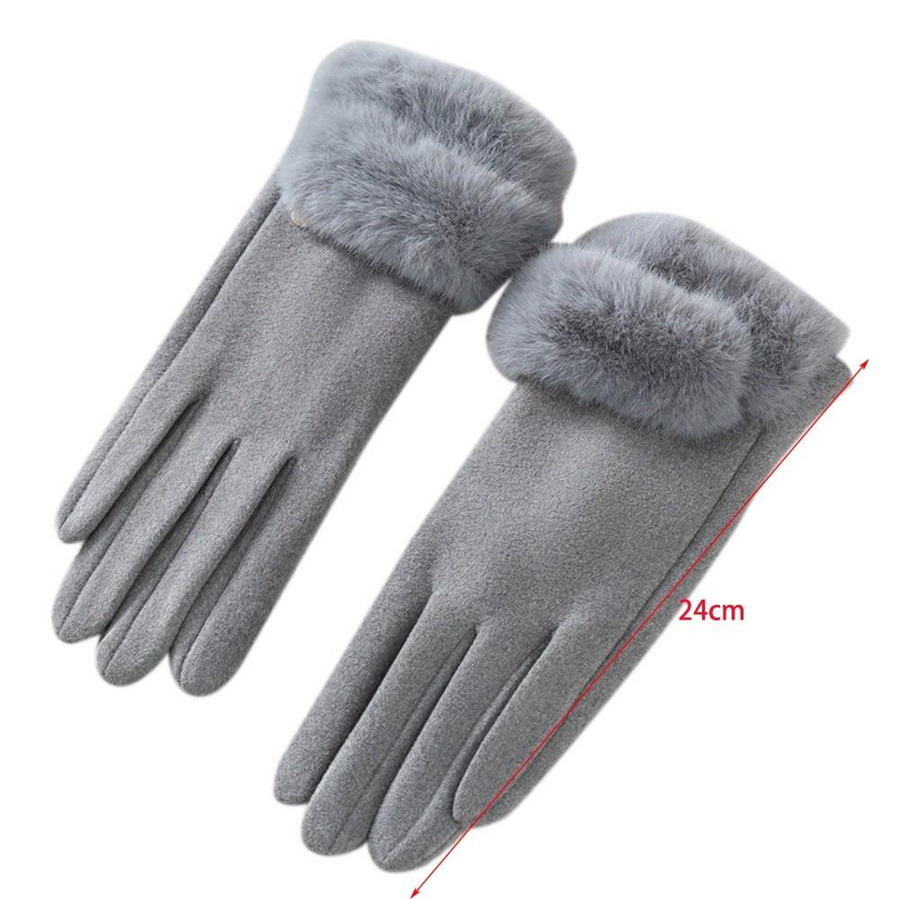 Gants chauds et épais pour écran tactile Matière suède Gants coupe-vent Gants à manchette poilue Activités hivernales