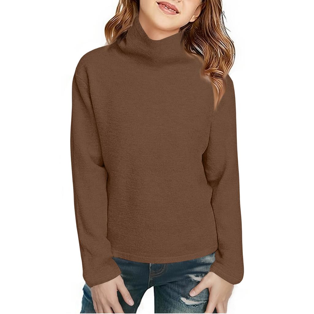 Children's Fashionable Casual Fleece Turtleneck Long-sleeved Top