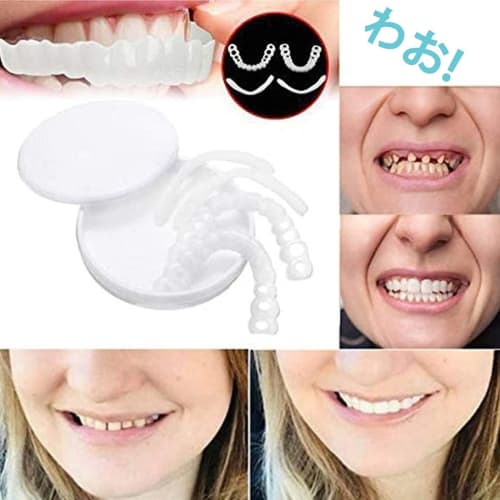 4-Piece Fake Teeth, Dentures, Instant Smile Teeth Covers, Cosmetic Teeth, Comfortable Fit, Most Comfortable Upper and Lower Teeth Care, Teeth Whitenin