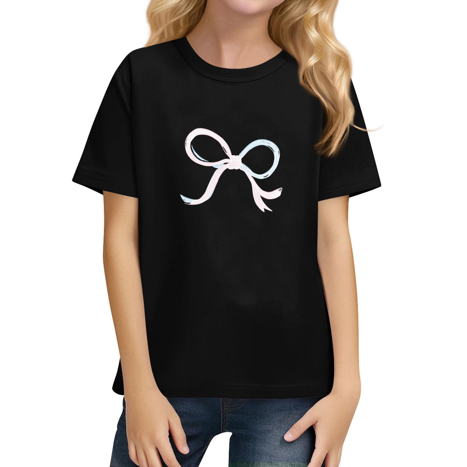 

Children s Daily Casual Short-sleeved Color Tops T-shirt 130 чорний