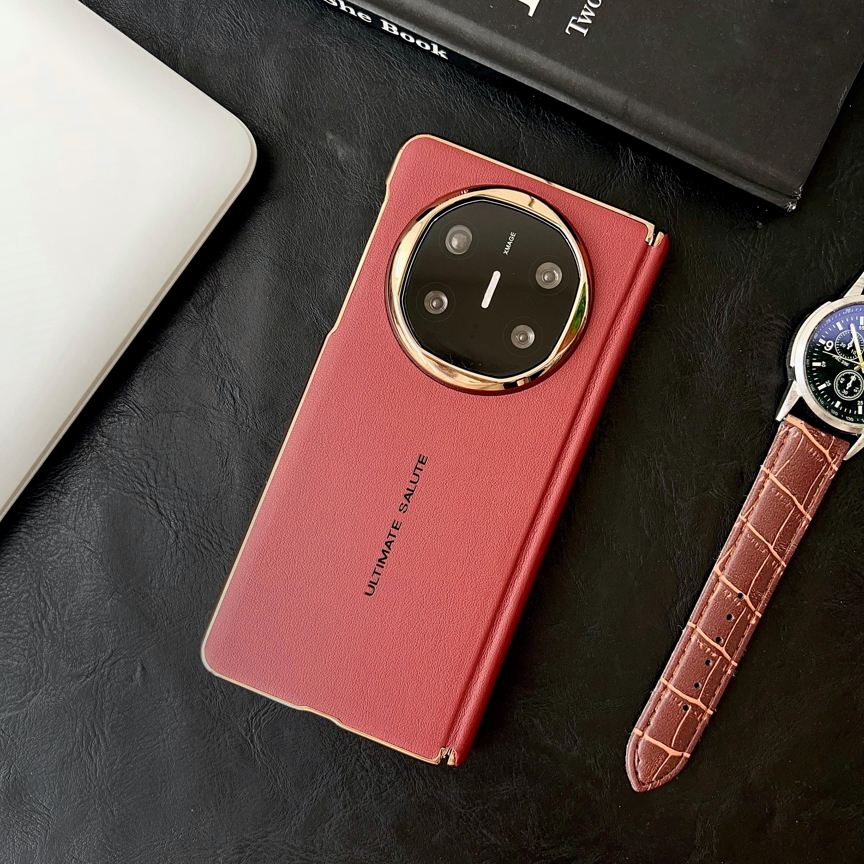 

Чехол для телефона Huawei Mate X6, простой кожаный, с магнитом, защита от падений, отпечатков пальцев, поддержка магнитной беспроводной зарядки For Mate X6