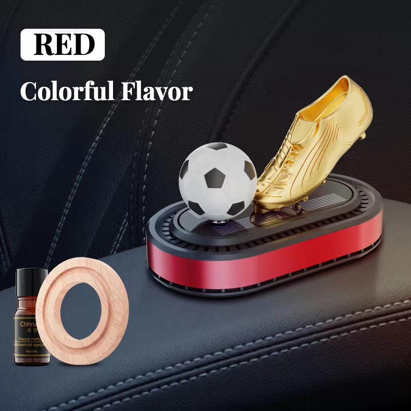 Cizma de aur în formă de mașină alimentată cu energie solară aromaterapie rotativă fotbal decorațiuni interioare Odorizant de lungă durată pentru mașină