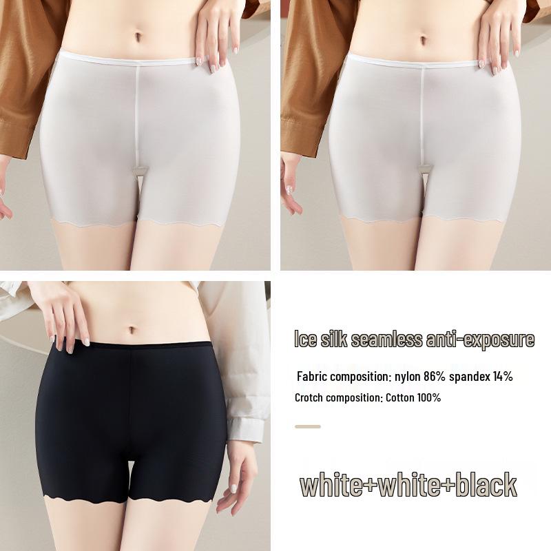 Women's Summer Ice Silk Anti-Exposure Loose Shorts with All-Cotton Crotch