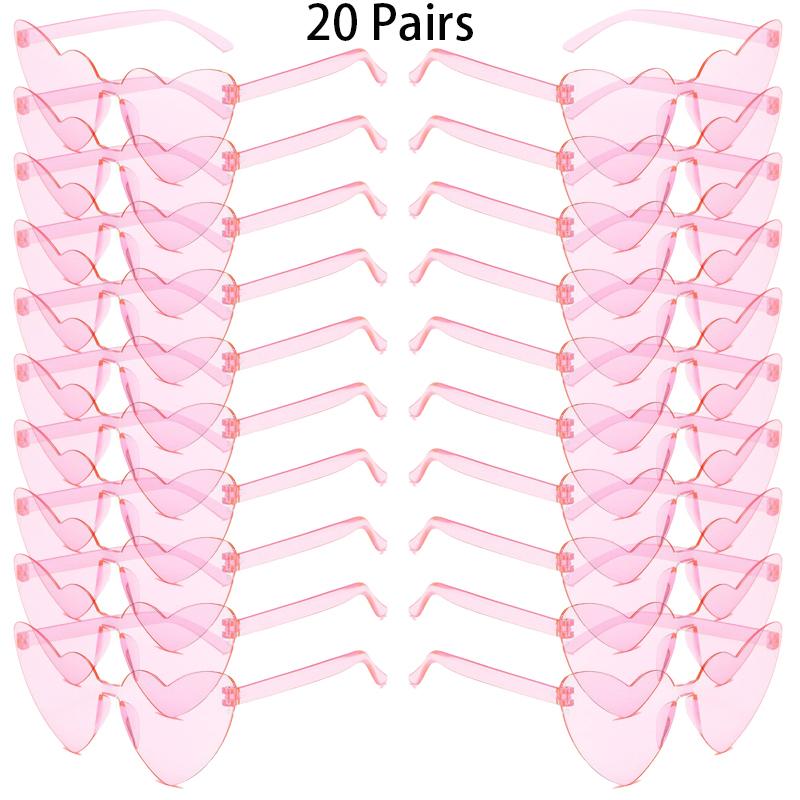 16/20 Pairs Cute Heart Shaped Sunglasses Fashion Rimless Solid Color Beach Vacation Shades Women Trendy Rave Decor Sun Glasses