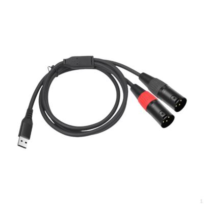 Auxiliary Cable USB A To 2 XLR Male Line Splitter Cord Wire for Laptops