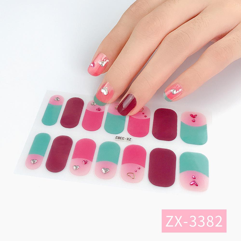 ZX 3D Waterproof No-Cure Gel Nail Wraps, Full Cover Japanese & Korean Style Spring & Summer Nail Stickers, Nail Patch Films