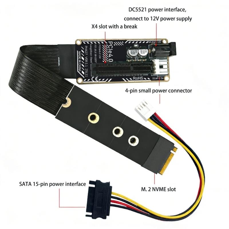 M.2 M Key Nvme To PCIe4.0 Extension Cable Adapter Data Transfer Board for 2230 2242 2260 2280 Graphics Video Card