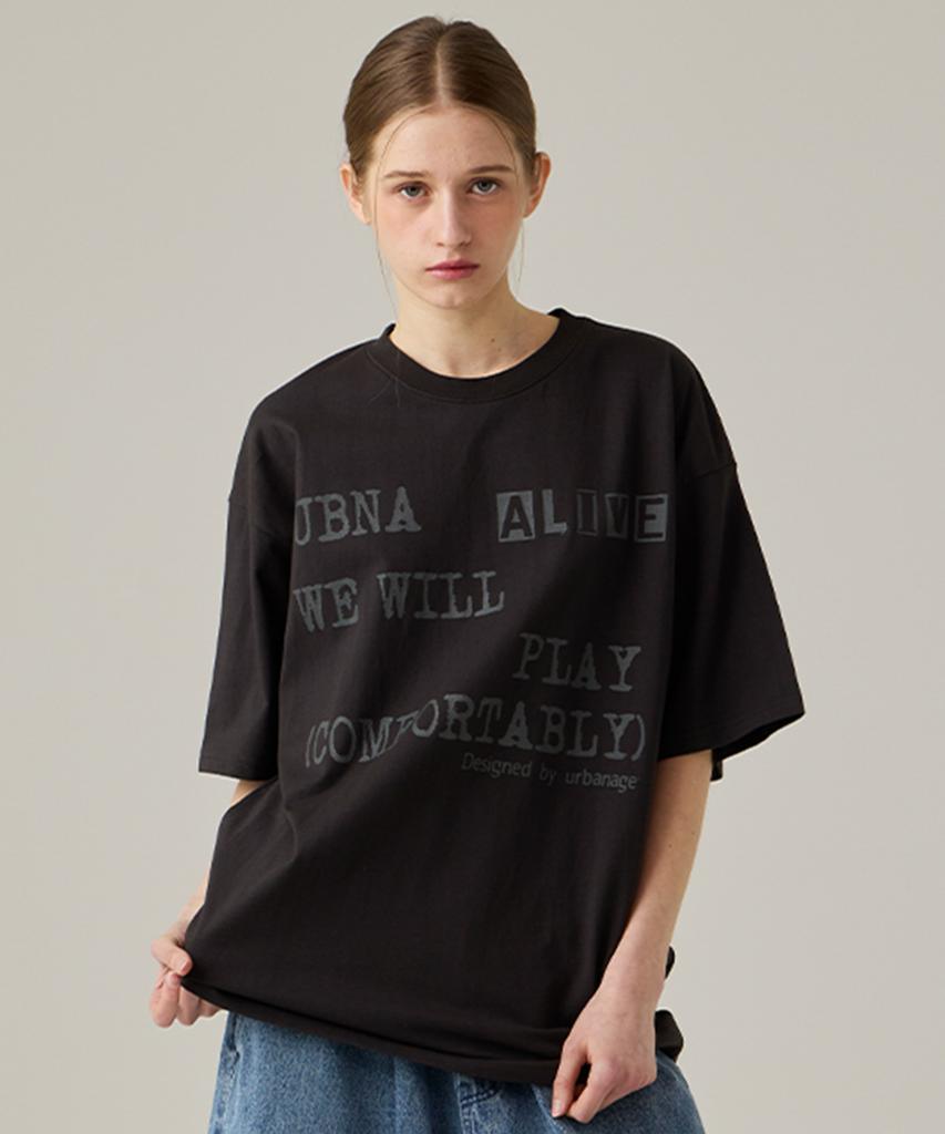 URBANAGE Alive Oversized Short Sleeve Charcoal