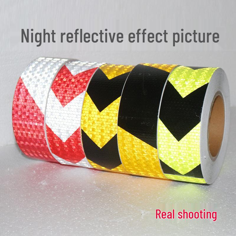 5cm Black Yellow Reflective Honeycomb Arrow Warning Tape Car Sticker