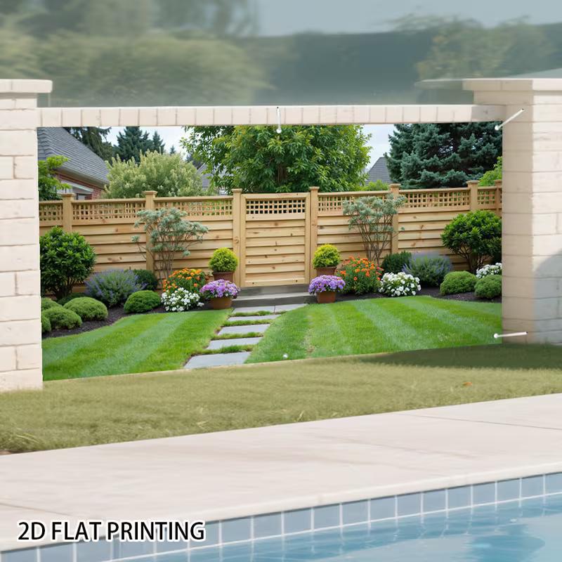 2D Natural Cedar Lattice Wood Fence Mixed Color Flower Potted Garden Yard Backdrop