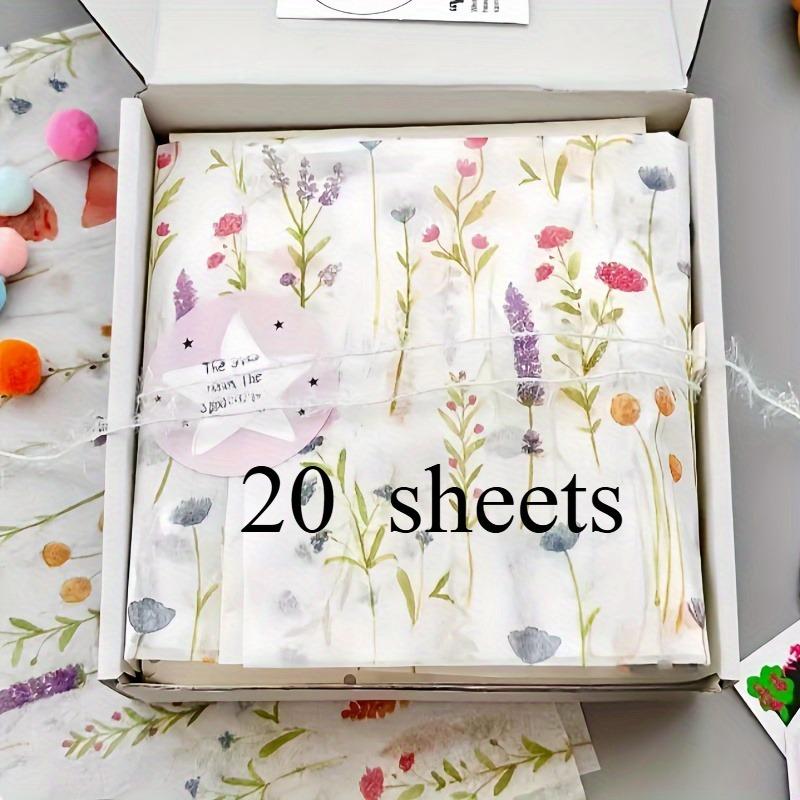 20 Sheets Lavender Print Gift Wrap Tissue Paper, 14x20 Inch Semi-Transparent for Valentine's Wedding Birthday, Craft Decor Sheet