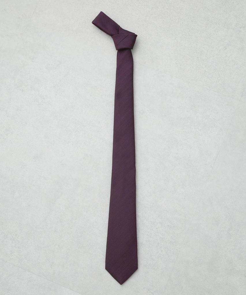 [Nano Universe] Kyoto Nishijin Washable Herringbone Solid Tie for Men F 103 Bordeaux 668-6142201