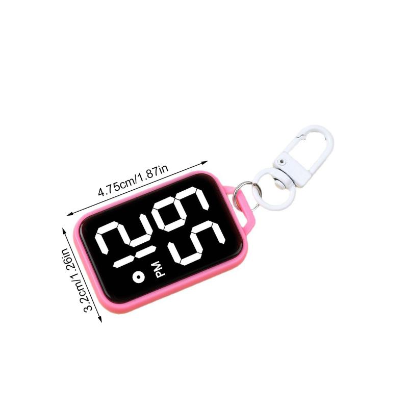 1Pc LED Keychain Pocket Watch Digital Display Electronic Watch For Youngster Student Backpacks Keys Pendant Timepiece Present