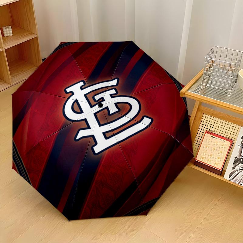 St. Louis Cardinals Print Auto 8?Ribs Folding Umbrella Wind Resistant Lightweight Automatic Umbrella For Daily Travel