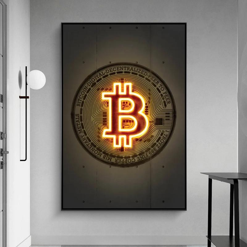 

Современный золотой биткойн, вдохновляющая картина на холсте, настенные художественные постеры, принты, настенные картины для гостиной, дома, куадрос, декоративные 21*30cm