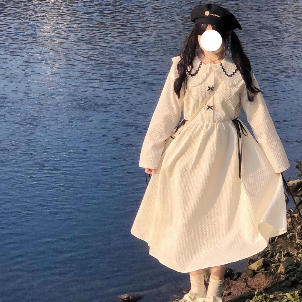 Preppy Style Kawaii School Lolita White Dress Soft Gilr Japanese Harajuku Cute Peter Pan Collar Dresses Korean Fashion 2023