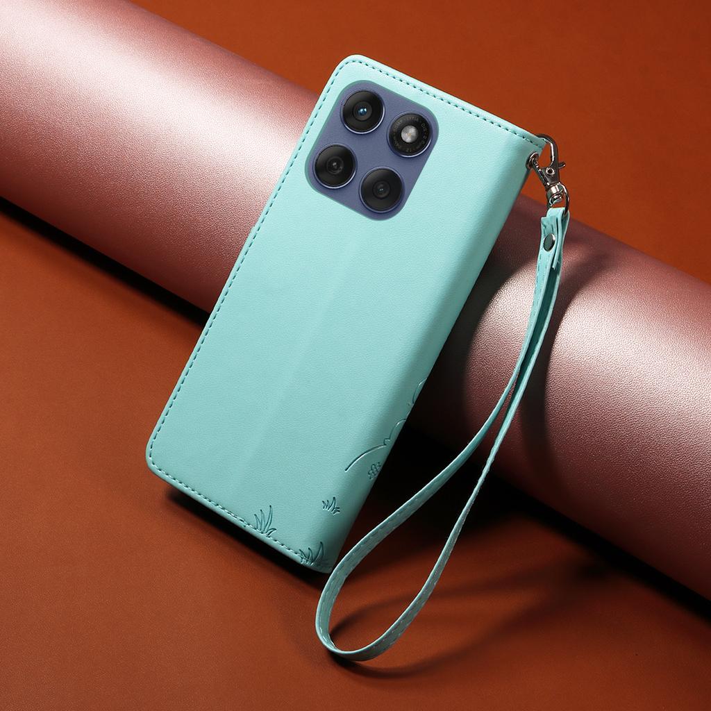 Etui dla Motorola Edge 60 5G/60 Pro 5G/60 Fusion 5G z blokadą RFID, nadrukiem wzoru psa, ze skóry PU, pokrowiec na telefon z paskiem na nadgarstek