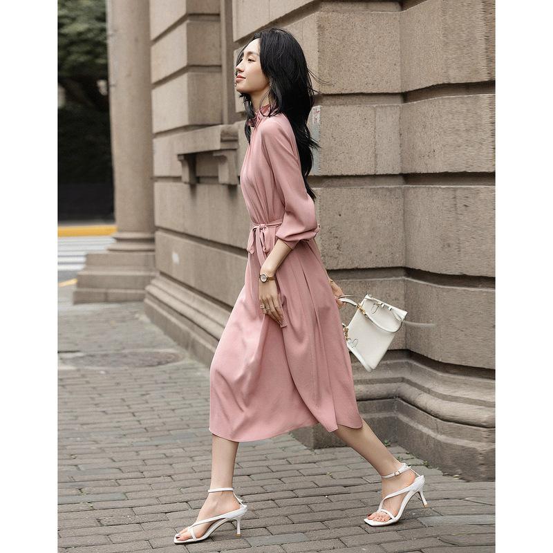 Autumn Latest Commuter Gentle Long Ruffled Collar Long Skirt Wind Dress Women S
