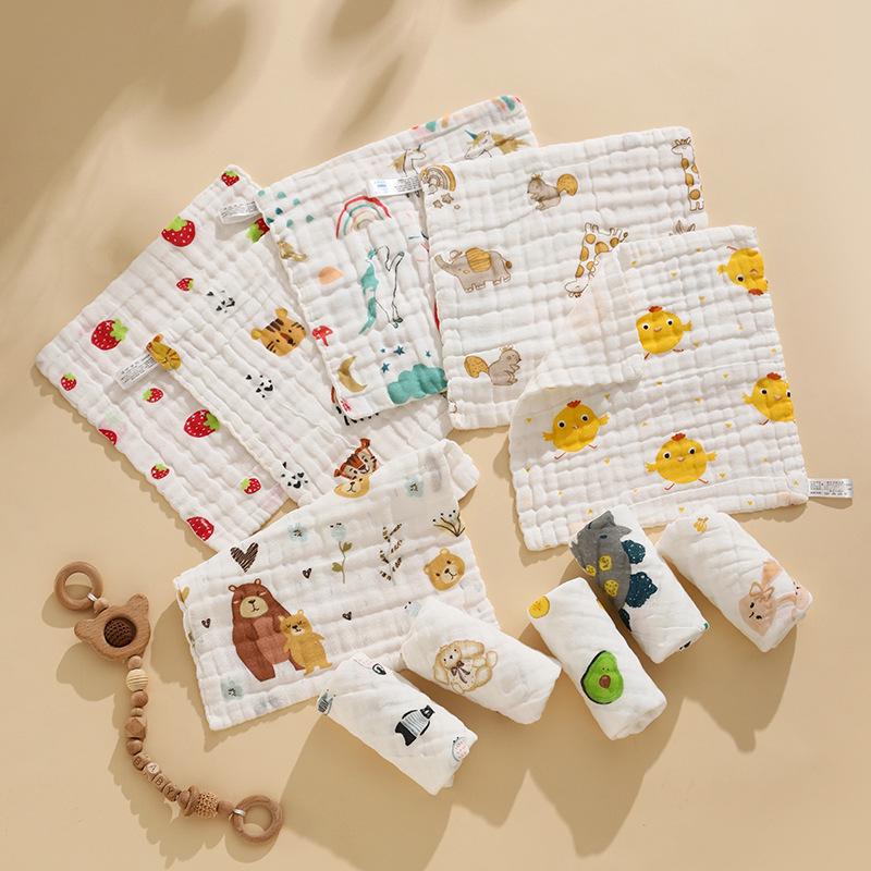 Cartoon Soft Absorbent 6-Layer Children's Gauze Bath Towel - Pure Cotton Baby Washcloth