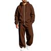 Lined Hooded Zip Up Two Piece Set for Casual Athletic Everyday Wear