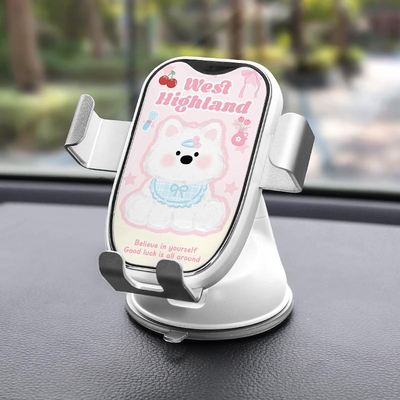 

2026 Cartoon Pudding Large Mirror Stand Car Phone Holder with Dashboard Suction Cup