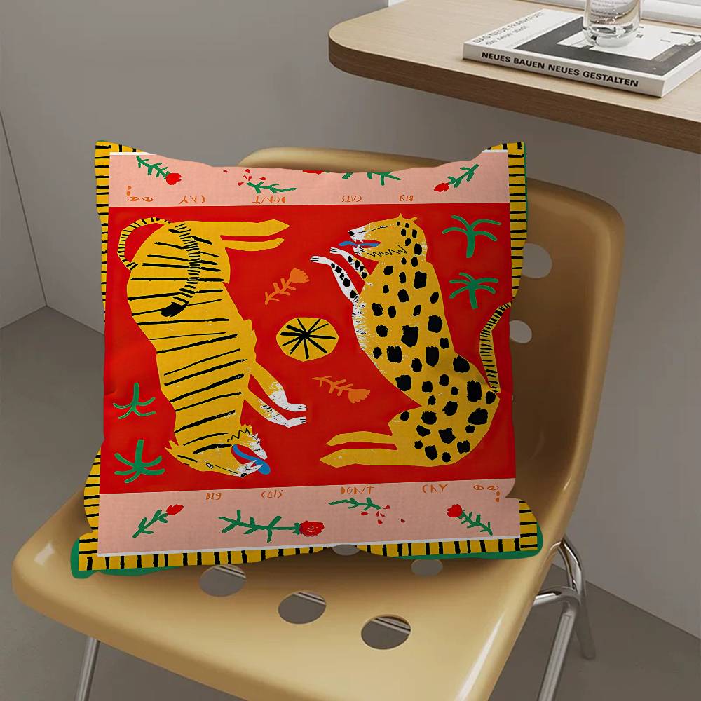 Egypt Colorful Abstract Tiger and Leopard Pillow Cushion Cover Pillowcase Living Room Sofa Home Decor Customized