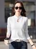 6606# Women's Slim Fit High Neck Long Sleeve T-shirt - Water Drop Neck, New Chinese National Style, Cotton Undershirt, Spring/Autumn.