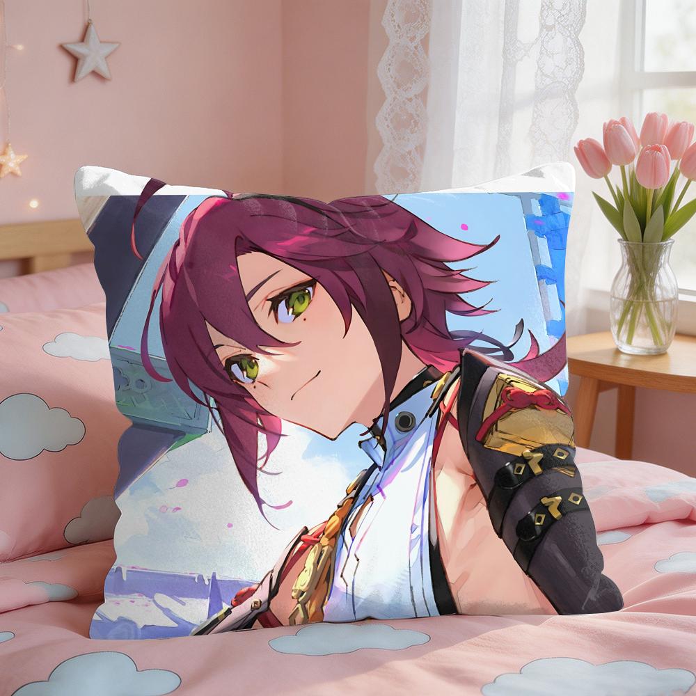 Shikanoin Heizou Genshin Impact Cushion Cover Square Short Plush Pillow Case Living Room Sofa Home Decor Funda X