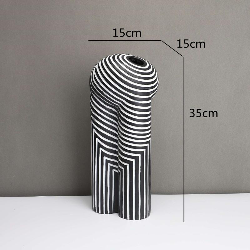Kreative Harzvase Schwarz-Weiß Gestreifte Blumenvase Abstrakte Geometrie Handwerk Heimdekoration Terrarium Vasen Töpfe