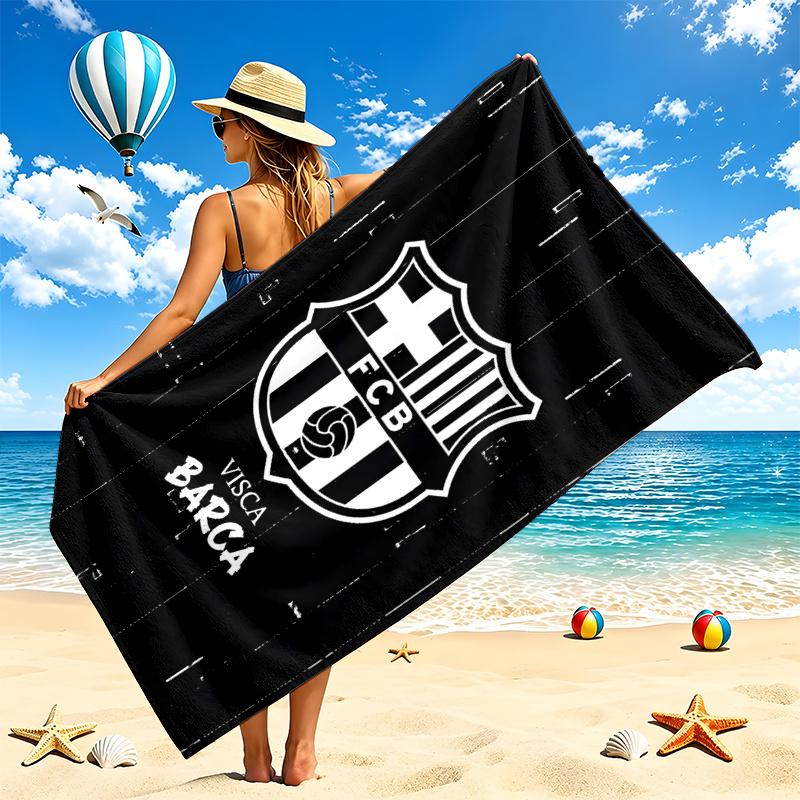 FC Barcelona Beach Towel Quick Dry Soft MicrofiberSand Resistant Oversized Cabana Bath Sheet for Swimming Pool Travel Gift