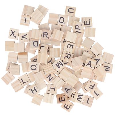 100 STÜCK Holzbuchstaben-Kacheln Holzalphabet-Kacheln A Z Großbuchstaben für Basteln, Anhänger, Rechtschreiben