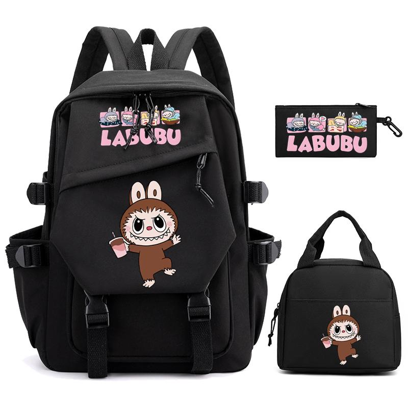 3Pcs/set Cute  Printed Backpack Pencil Case Lunch Bag Teenager Student Girl Boy Schoolbag Women Travel Laptop Bag Mochila