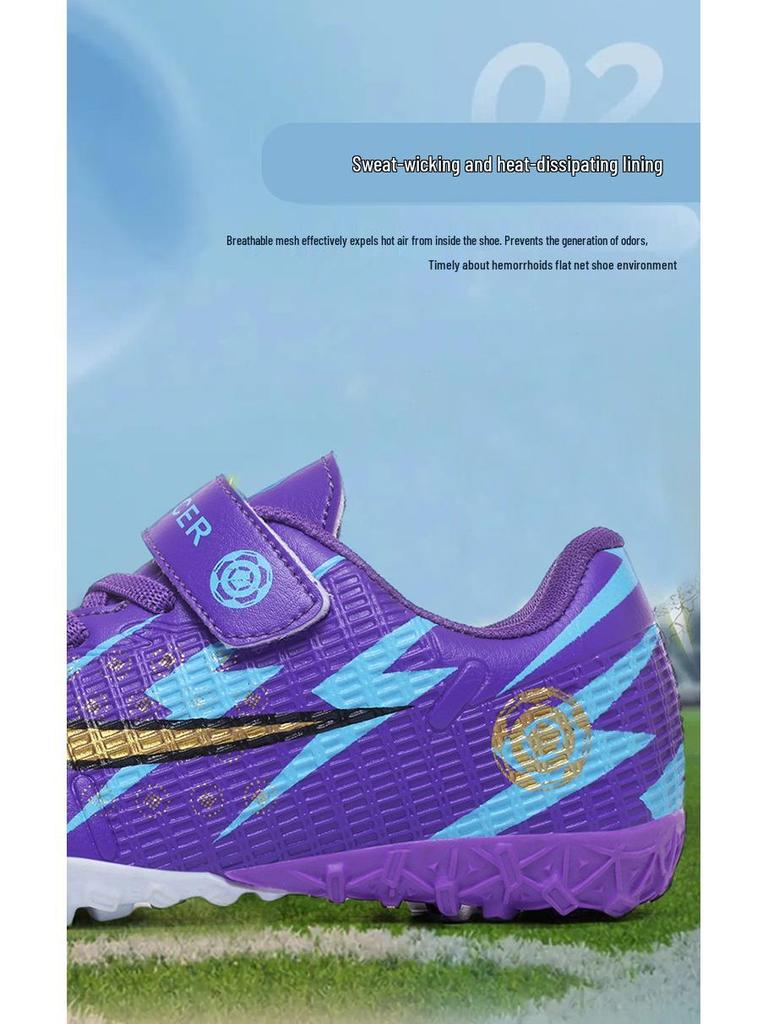 Velcro Lace-Free Soccer Shoes for Kids: Boys & Girls Training TF Studs