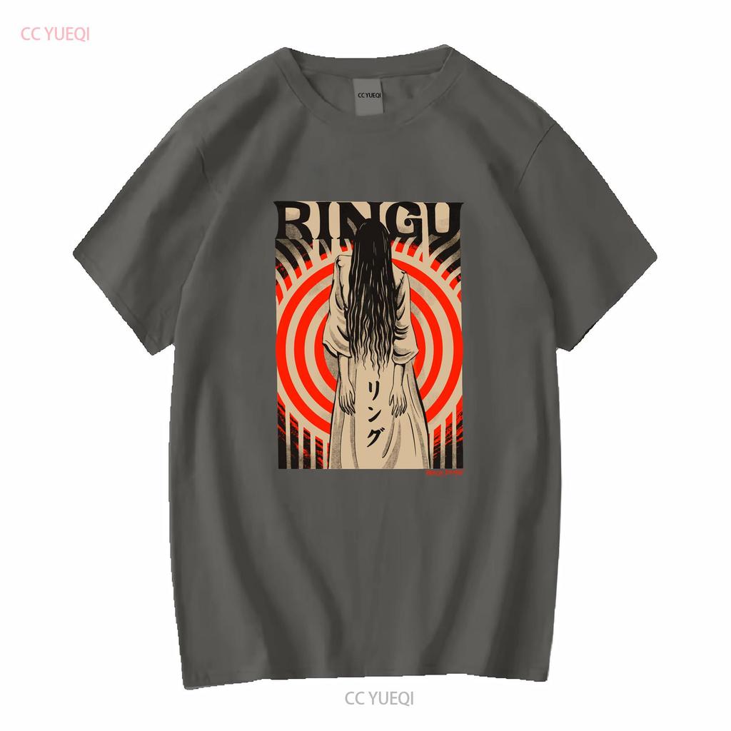 PREMIUM QUALITÄT Ringu Der Ring Sadako Samara Illustriertes T-Shirt Lang- oder Kurzarm Vintage Gewaschen Leicht Vielseitig Unisex